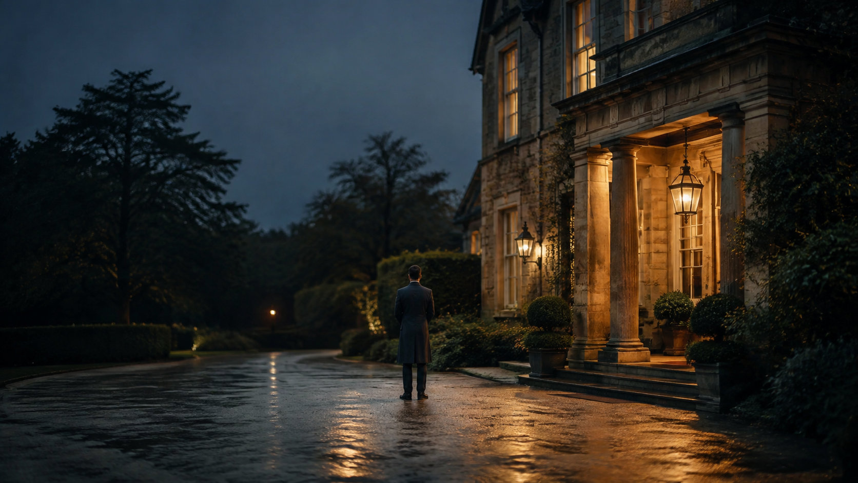 A warmly lit Cotswolds country house prepared for arriving guests